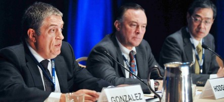 Mr Gonzalez, Mr Hodgkins and Mr Katase during GLEX 5th plenary event